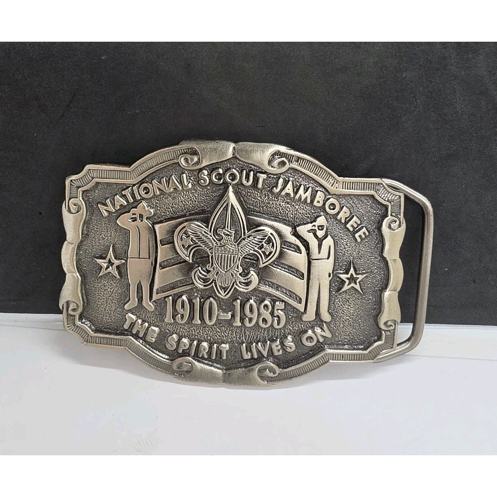 National Scout Jamboree 1910-1985 Boy Scouts Pewter Collectible Belt Buckle